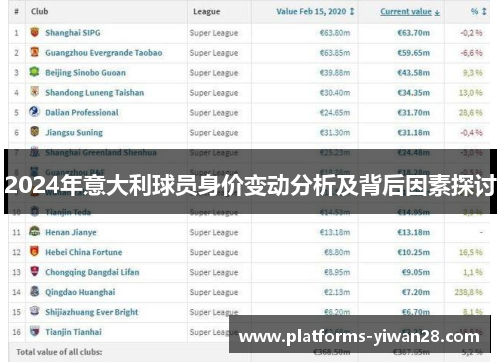 2024年意大利球员身价变动分析及背后因素探讨